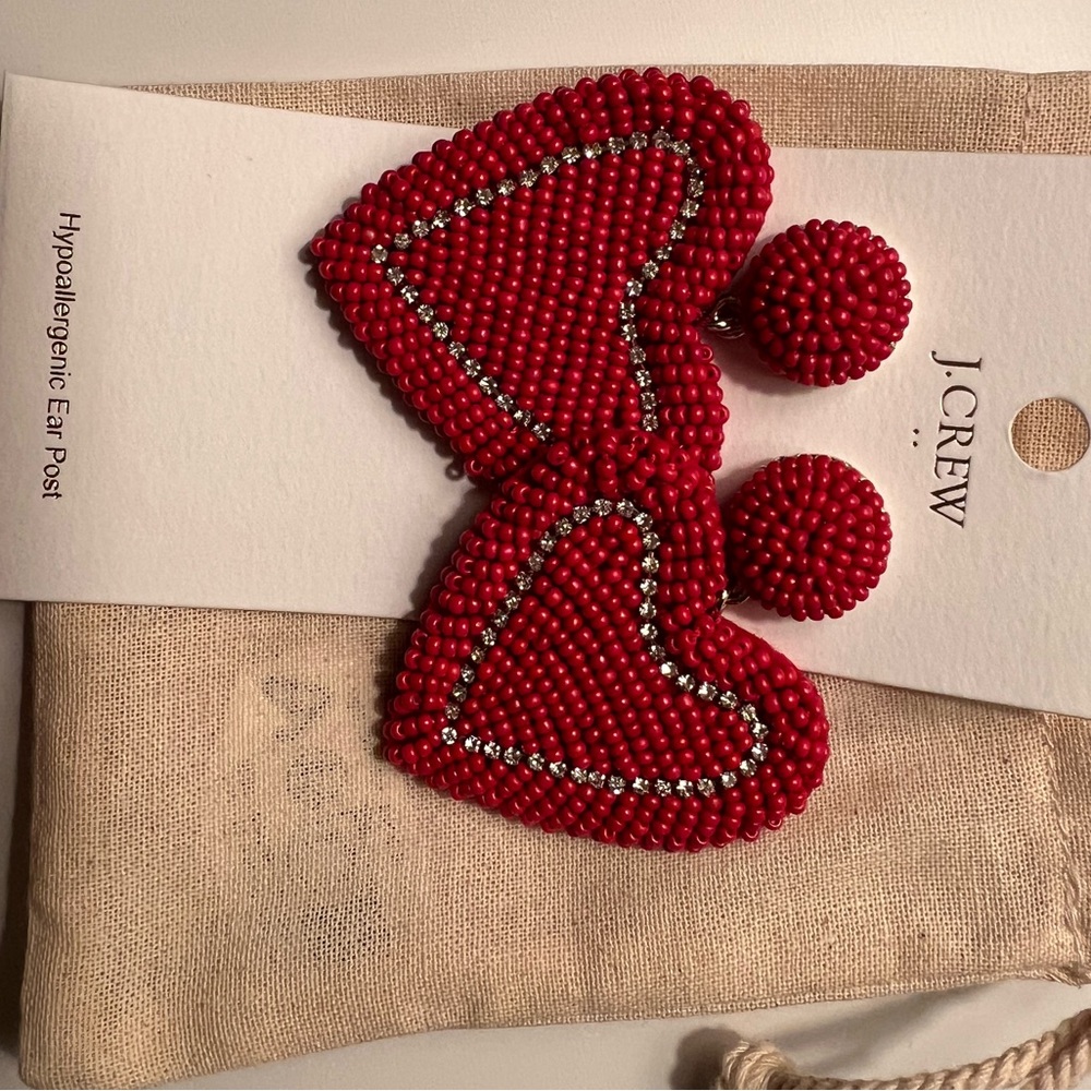 J.Crew Red Heart Earrings